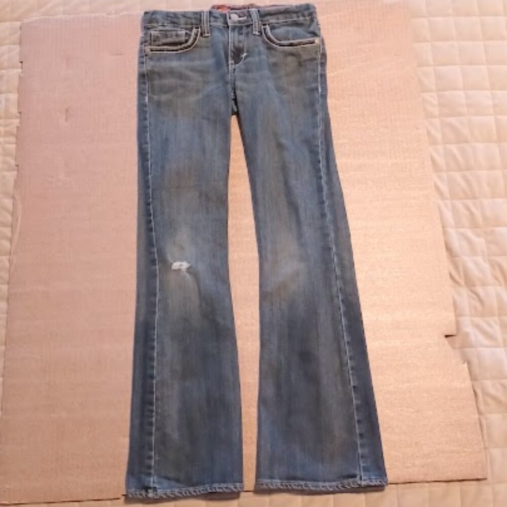 Levi Strauss Boot cut girls blue jeans Size 10 Reg with adjustable waist straps